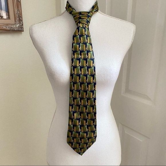 Lanvin Paris Sage Green Blue Classic 100% Silk Tie 60” Length - Picture 1 of 9